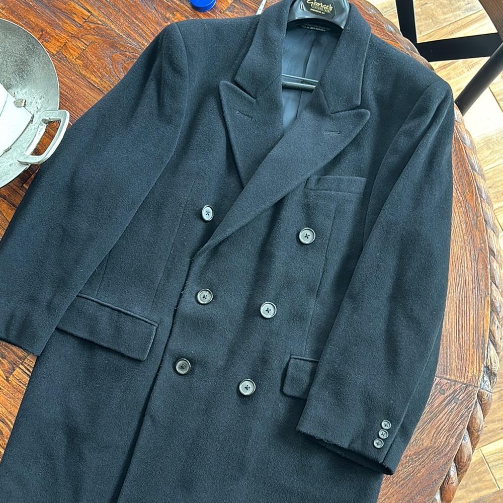 Classic Black Double-Breasted Men's Coat